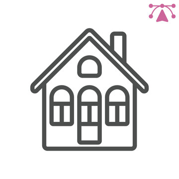 Living house line icon, building concept. Vector graphics. Coziness and comfort, home sign and editable stroke, outline style icon for mobile or web design.