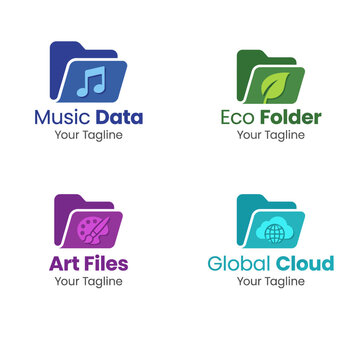 This image features a set of logos centered around tech and data, showcasing innovative ideas and branding strategies for contemporary applications in various sectors.