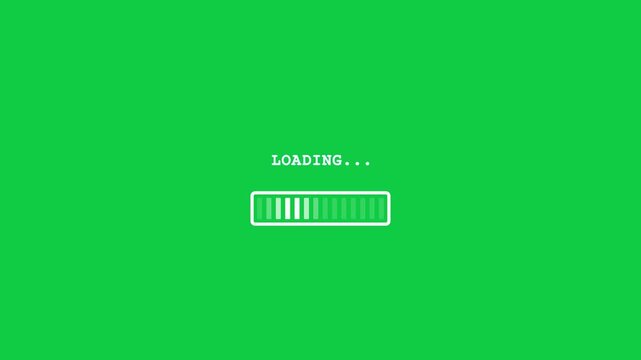 Minimal seamless looping terminal bracket bar user interface animation on a green chroma key background
