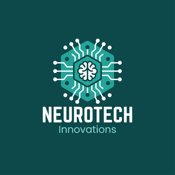 This logo design combines a brain symbol with tech-inspired circuitry, representing the innovative field of neurotechnology and its impact on human advancement.
