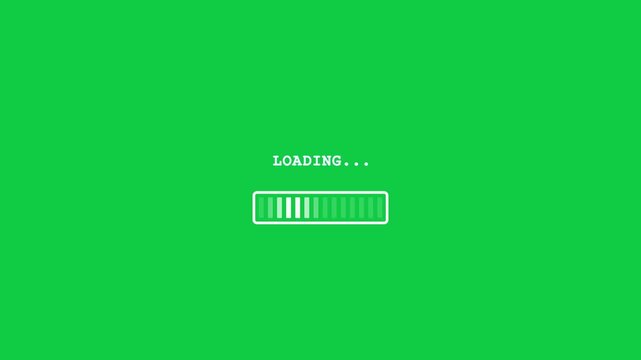 Minimal seamless looping terminal bracket bar user interface animation on a green chroma key background