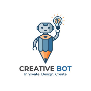 This unique robot character logo, combining creativity with innovation, embodies the spirit of a design agency focused on imaginative and original ideas.