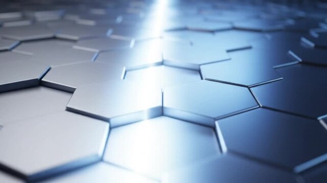 Futuristic abstract metal hexagon grid moving background video clip.