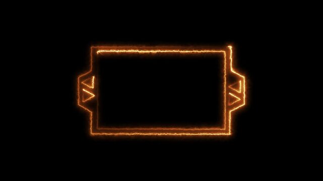 Neon pink glowing hud frame with animated geometric border and digital interface on black background.