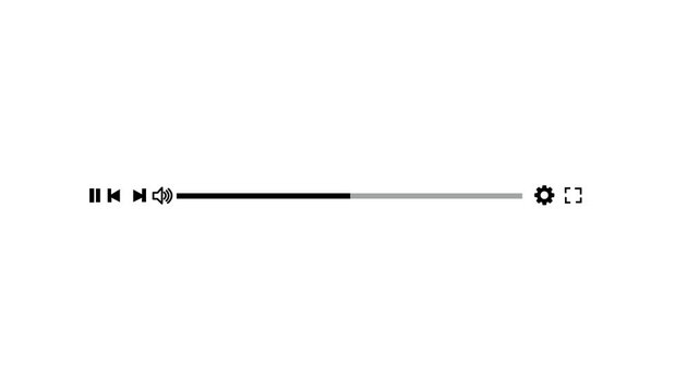 Media player template scroll bar button with audio reactor, Music timeline or video track player, Timeline bar moving as song media playing Animation. Motion graphics of music player concept.