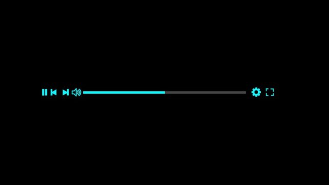 Media player template scroll bar button with audio reactor, Music timeline or video track player, Timeline bar moving as song media playing Animation. Motion graphics of music player concept.