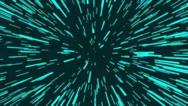 Hyperspace Jump. Flying Through the Universe Lightspeed Tunnel. Acceleration and Slowdown of Abstract Spaceship Like Star Wars Effect. Animation of 4k video.