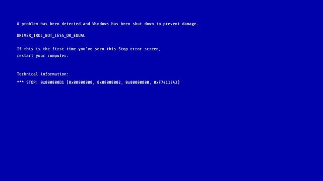 BSOD system crash animation. Retro operating system critical error popups multiplying across screen ending in blue screen of death: software bug, tech failure, and malware visual overlay
