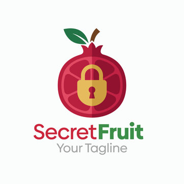 The logo features a colorful pomegranate with a padlock, symbolizing exclusive or premium features in products like health and wellness offerings or organic foods.