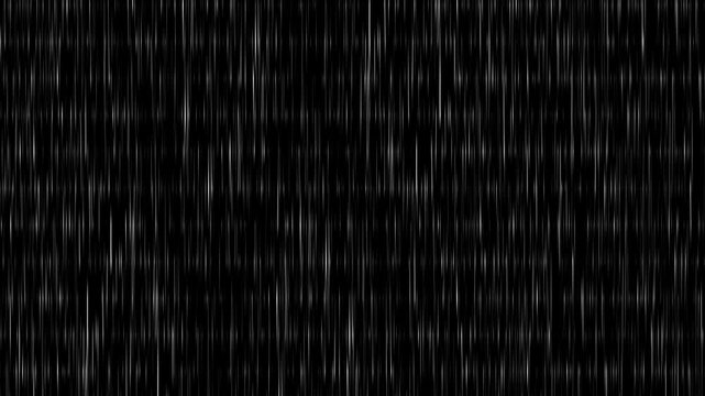 Realistic rain drops falling down on black background motion background