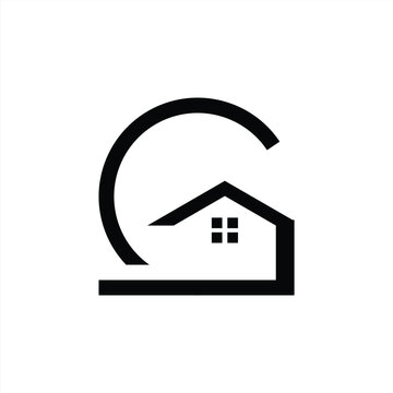 Minimalist line building home initial letter icon design