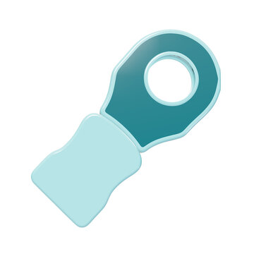 3D rendered teal metal ring terminal connector for electrical wiring and cable termination projects isolated on a transparent background