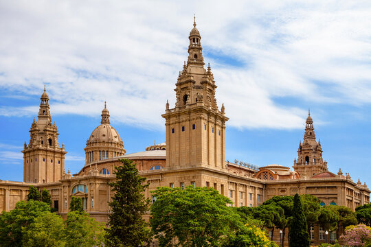 Towers and Central Dome of the Palau Nacional, Barcelona, Catalonia, Spain