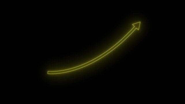 Neon Wachstum Grafik Blauer Pfeil nach oben auf dunklem Hintergrund