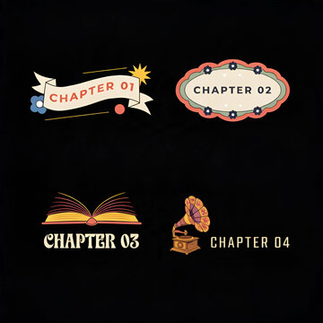 chapter dividers set element retro decoration