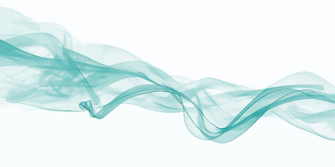 Fototapeta premium Abstract Teal Flowing Wave on White Background.