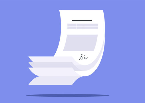 A collection of neatly stacked documents rests on a vivid blue background, each page revealing a glimpse of written thoughts, These papers symbolize organization and the power of ideas.