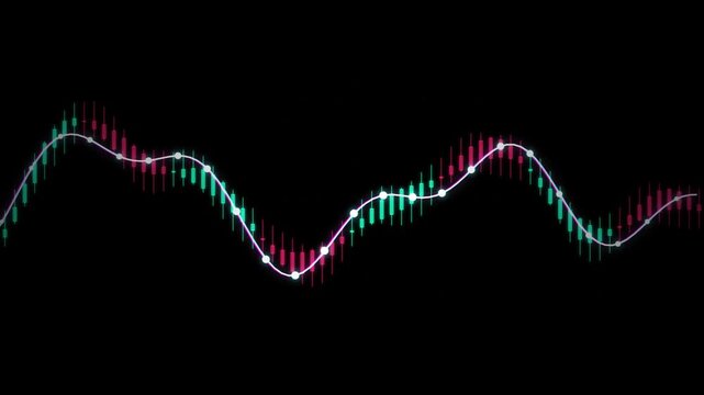 Animated sound waveform with colorful equalizer bars. Neon audio spectrum analysis visualization. Dynamic music frequency and data graph concept for technology backgrounds.