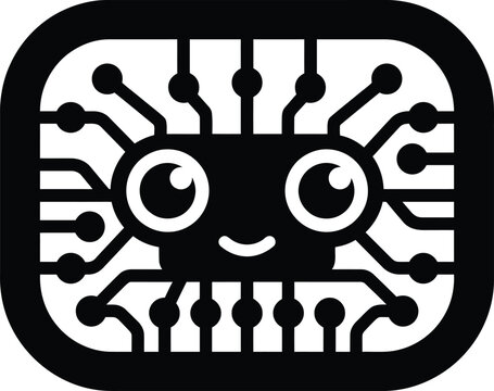Conceptual illustration of an artificial intelligence neural network chip with digital circuit board connections
