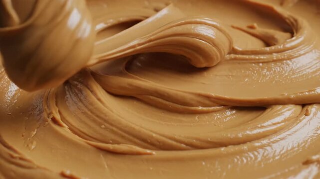 Creamy nut butter texture close up smooth swirl food background