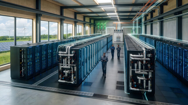 Modern data center with server racks and it equipment