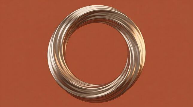 Shiny metallic torus ring featuring complex twisted surfaces with reflective golden textures created using advanced three dimensional digital modeling software techniques