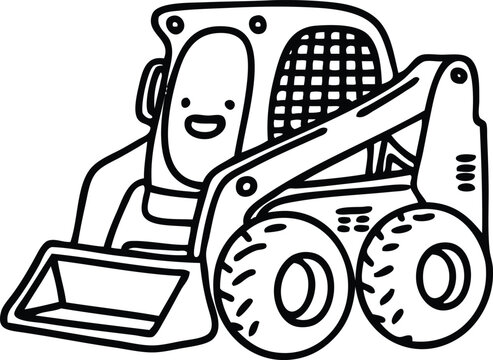 Cute construction skid steer loader vector illustration