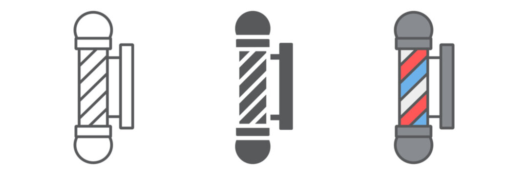Barber pole line icon, salon and sign, barber shop sign, vector graphics, a linear pattern on a white background.