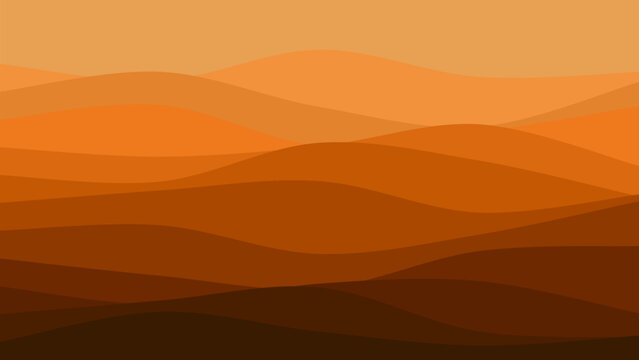 Warm earth tone desert sunset layered landscape background flat design