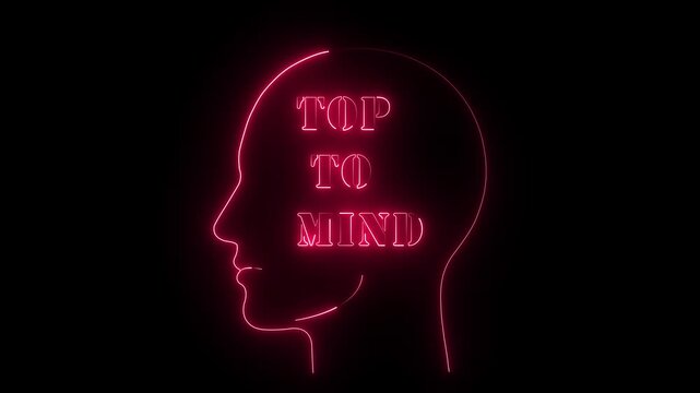 Neon typography mind silhouette on dark background
