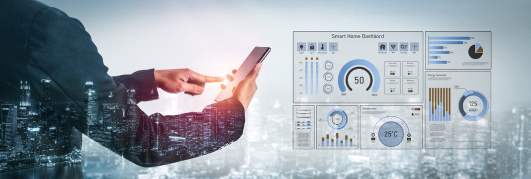 Smart home dashboard manages IoT system. Smart home dashboard controls temperature, dashboard tracks energy, smart home handles devices, and smart home dashboard monitors data. Vouch