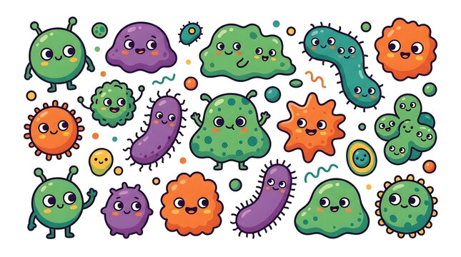 Cute Cartoon Microbe Pattern