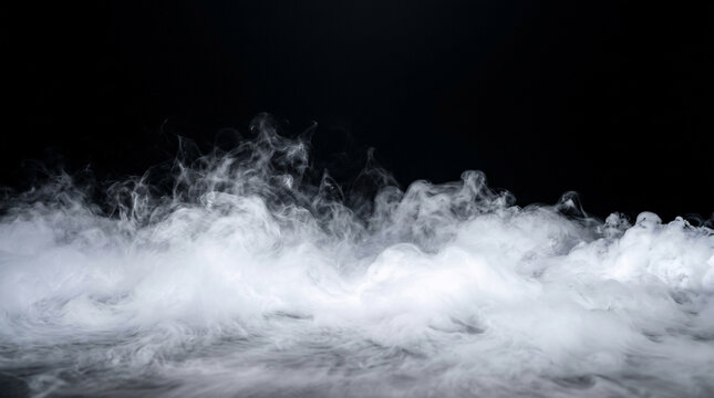 Atmospheric white smoke rising, dense fog effect for overlay, mystical vapor and mist texture isolated on White Background