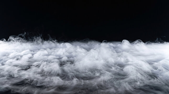 Mystic white fog rolling across a dark surface, heavy dry ice smoke effect, dramatic low mist for spooky halloween background isolated on White Background