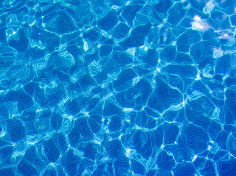 Blue water in swimming pool top view