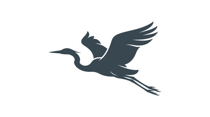 Fototapeta premium Silhouette of a flying heron against a white background