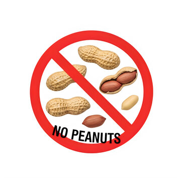 No peanuts prohibition symbol with peanuts