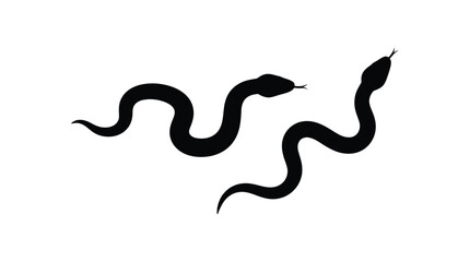 Fototapeta premium Black snake silhouette against a white background simple serpentine form