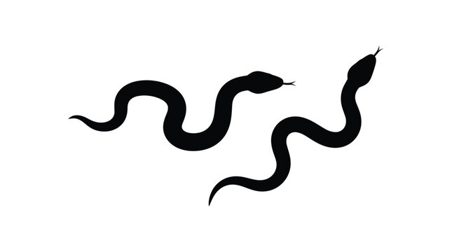 Black snake silhouette against a white background simple serpentine form