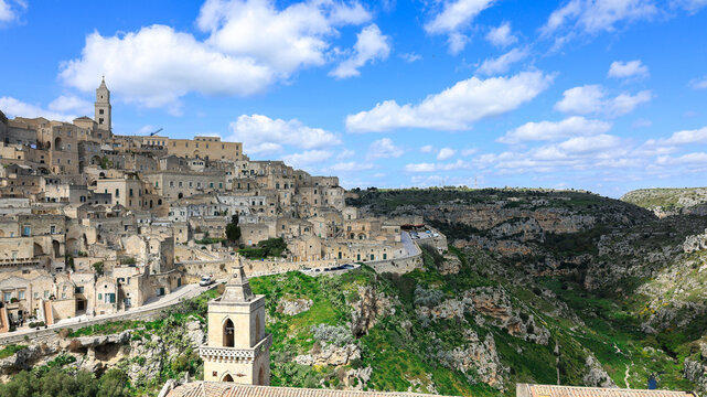 View of Matera Sassi from Murgia Materana Park