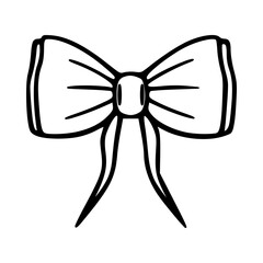 Fototapeta premium Coquette bow line art icon. Cute ribbon knot illustration for aesthetic design projects.