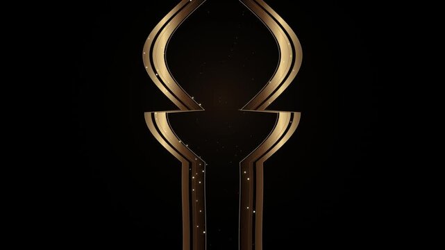 Elegant Golden Keyhole Symbol with Metallic Glow on Black Background