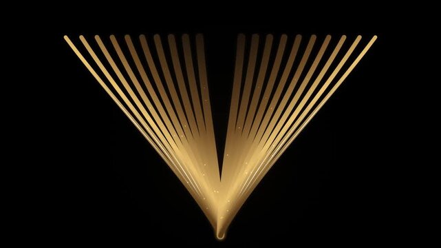 Abstract Elegant Golden V Shape Light Rays on Black Background