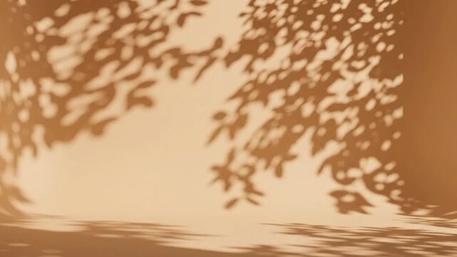 Minimalist beige background, with moving tree, leaf shadows for, product display and, aesthetic branding