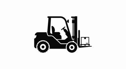 Naklejka premium Forklift truck silhouette against a white background a monochrome industrial graphic