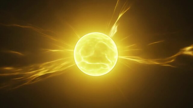 Vibrant golden yellow energy radiating steadily from a central point, representing power and solar plexus chakra activation for spiritual meditation.