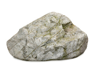 Large grey stone boulder isolated on white background © fotomaster