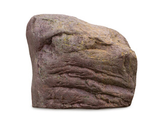 Large reddish brown stone boulder isolated on white background © fotomaster