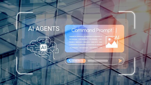 Dynamic Visual Representation of AI Agents with Command Prompt for Innovative Digital Solutions in Futuristic Urban Environment Gluon.