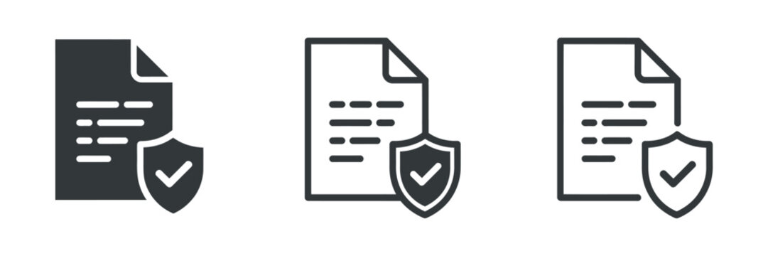 terms conditions icon, privacy policy document and shield symbols for legal compliance and data protection